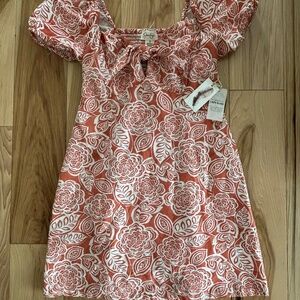 Jessica Simpson - Orange Floral Linen Blend Dress